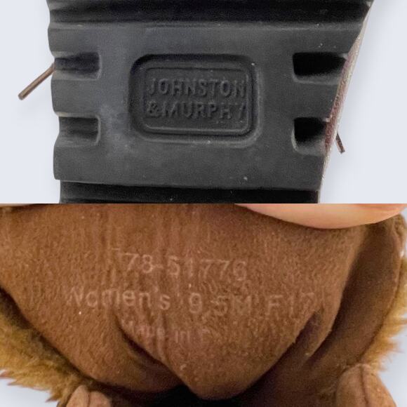 Johnston & Murphy Brown Leather Suede Lace Up Fur Tongue Ankle Boot 78-51776 9.5 - Picture 9 of 9